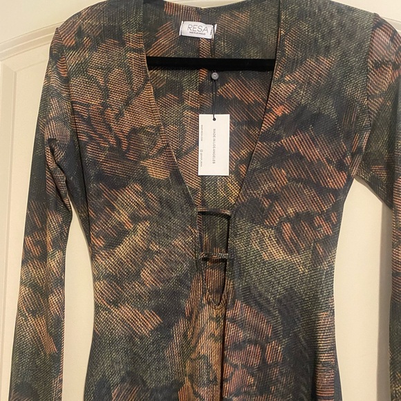 RESA Sheer Mesh Maxi Dress • Size S • Plunge Neck • Back Slit - Picture 5 of 8